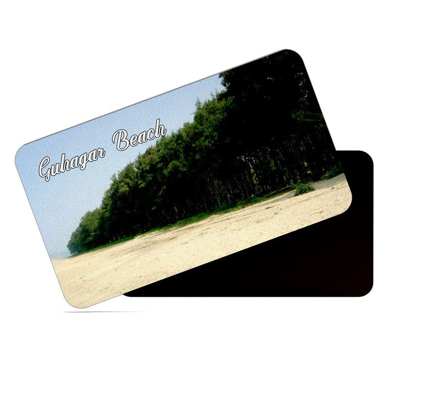 dhcrafts Rectangular Rubber Fridge Magnet / Magnetic Card Multicolor Maharashtra Guhagar Beach Design Pack of 1 (8.6cm x 5.4cm)